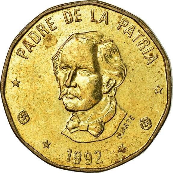 Dominican Republic | 1 Peso Coin | Juan Pablo Duarte y Diez | KM80 | 1991 - 2008