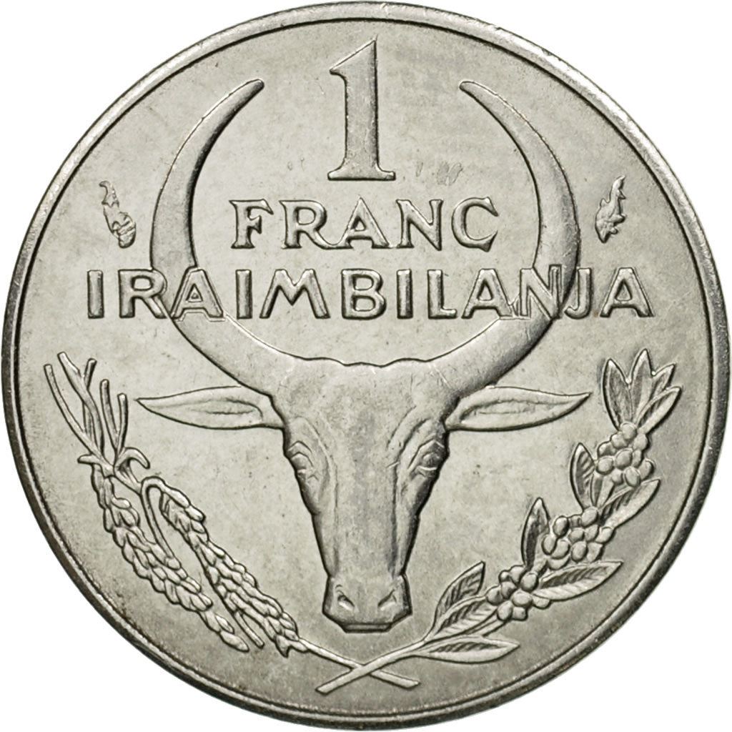 Madagascar | 1 Franc Coin | Zebu | Flower | Km:8 | 1965 - 2002