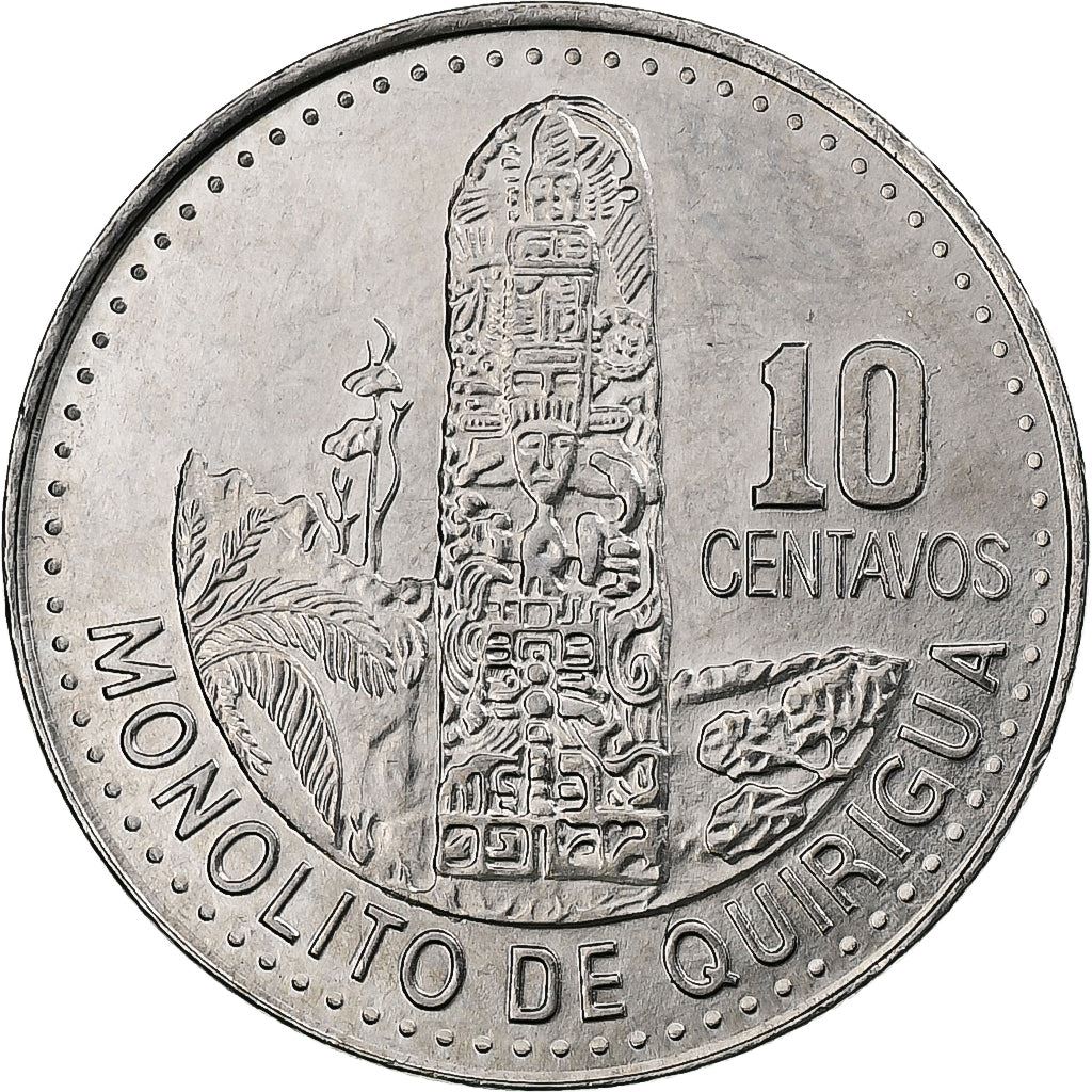 Guatemala | 10 Centavos Coin | Mayan Pillar | Km:277.6A | 2009 - 2022