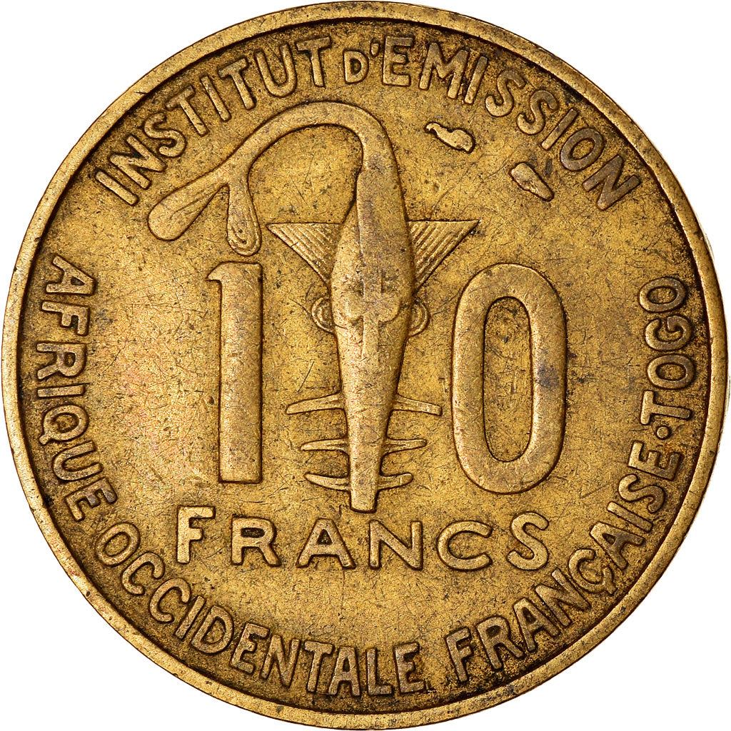 French West Africa | 10 Francs Togo Coin | Sawfish | Gazelle | Maize | Km:8 | 1957