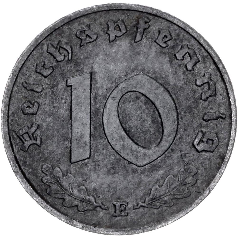 Монета 10 рейхспфеннигов Третьего рейха Германии | КМ101 | 1940 - 1945