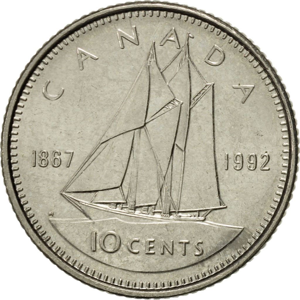 Canada | 10 Cents Coin | Nickel | Confederation | KM:206 | 1992