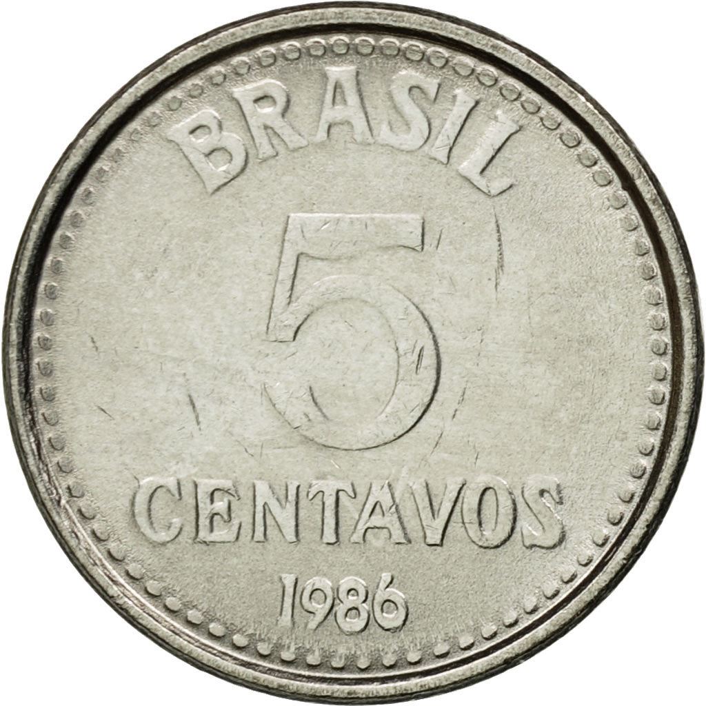 Монета Бразилии 5 сентаво KM601 1986 - 1988