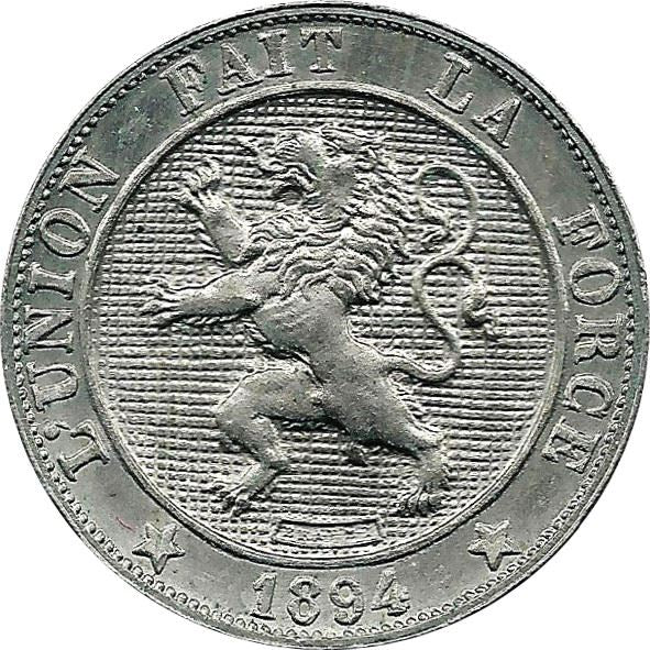 Belgian 5 Centimes Coin | Leopold II Belgique | Lion | Star | KM40 | 1894 - 1901