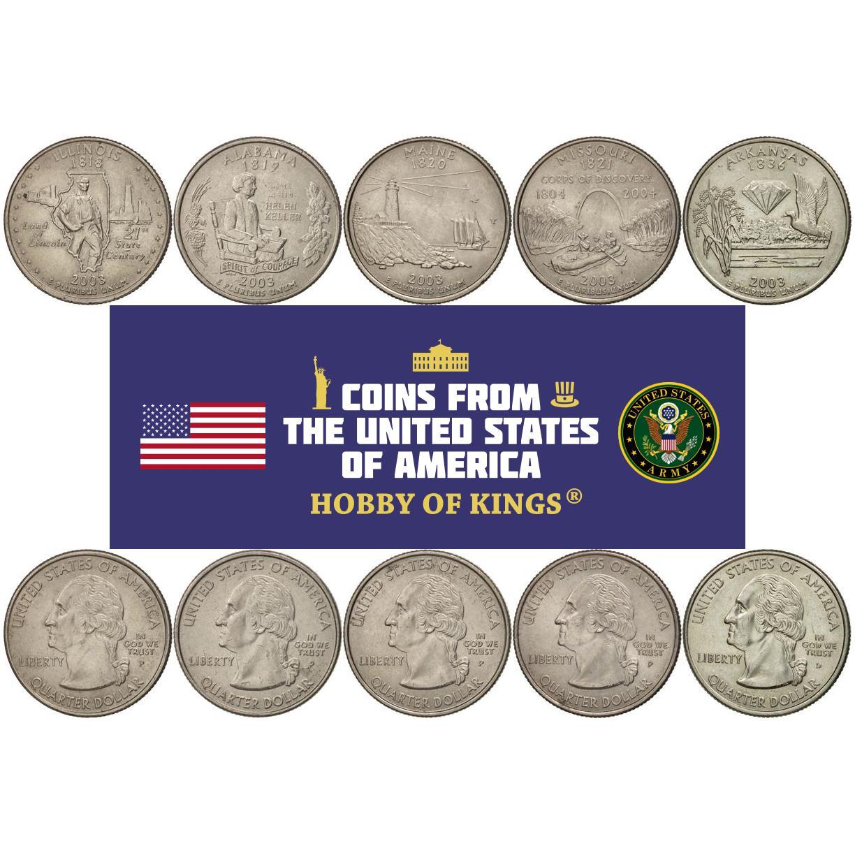 United States | 5 Coin Set | 1/4 Dollar | 2003