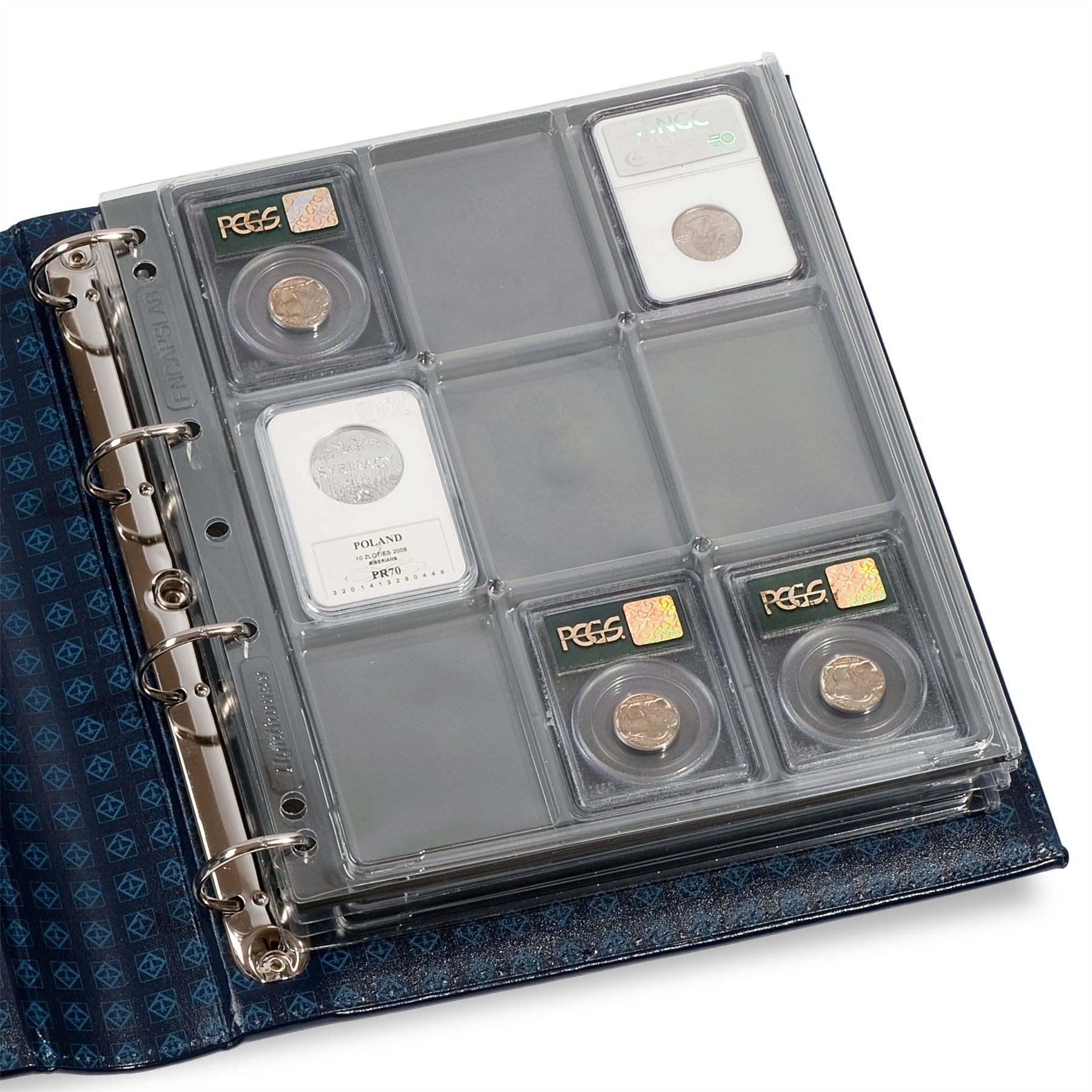 ENCAP Sheets for Ring Binder Coin Albums | Coin Capsule Storage Sheets | Packs of 2 | Different Pocket Configurations
