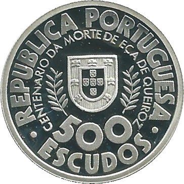 Portugal 500 Escudos Coin | Eca de Queiros | KM725b | 2000
