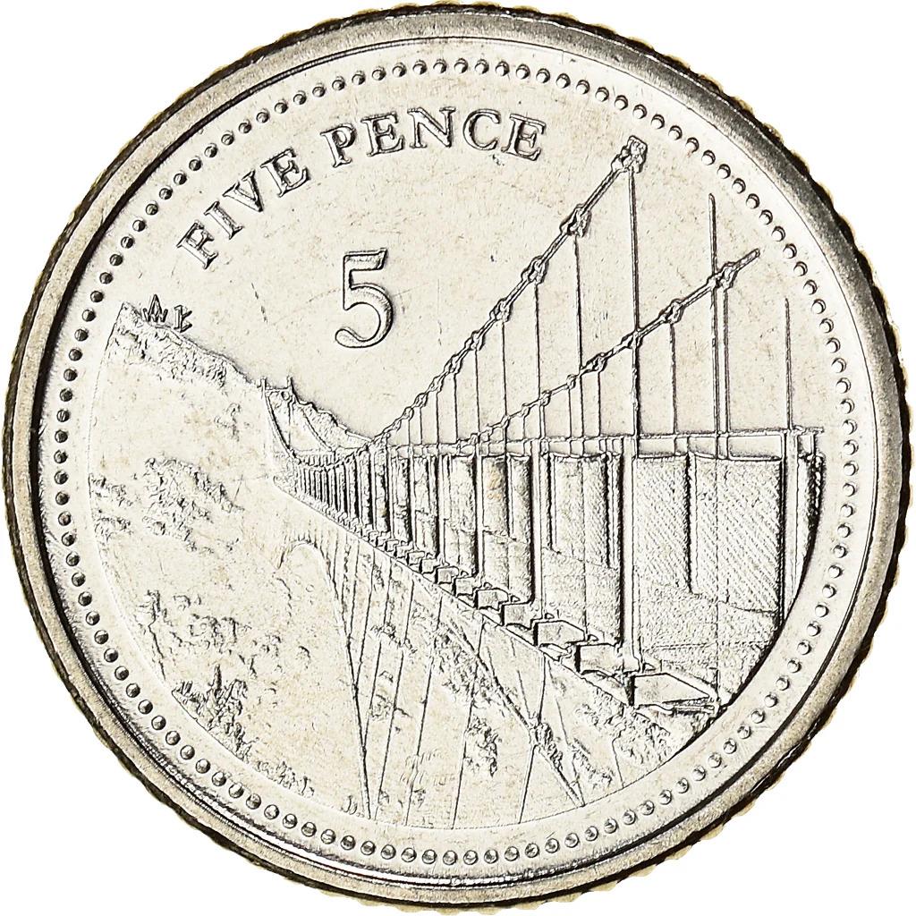 Gibraltar | 5 Pence Coin | Queen Elizabeth II | Windsor Bridge | 2020