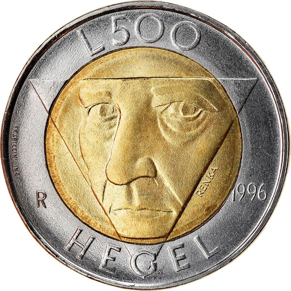 San Marino | 500 Lire Coin | Friedrich Hegel | Km:357 | 1996