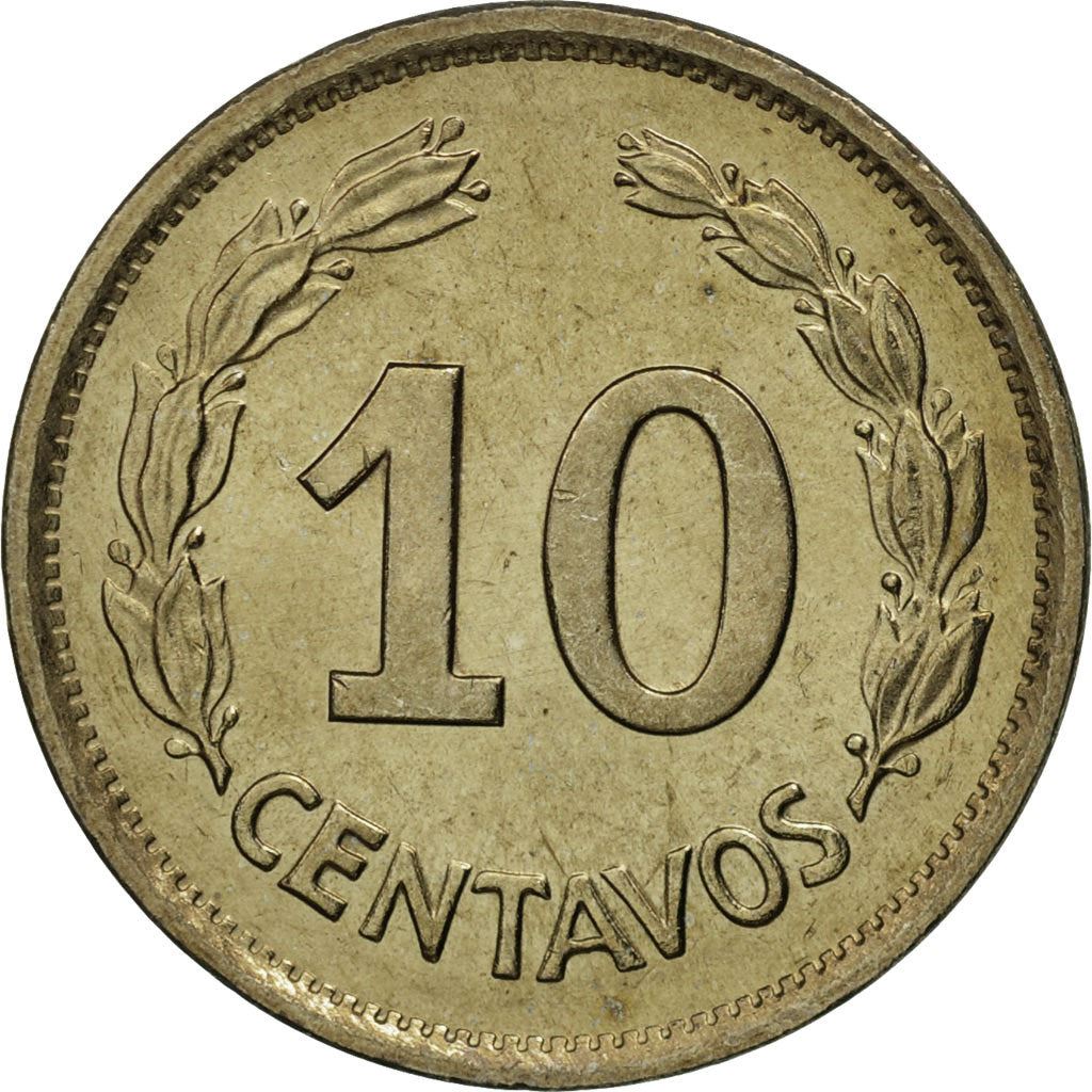 Ecuador | 10 Centavos Coin | Copper-nickel clad steel | Coat of Arms | KM:76d | 1976