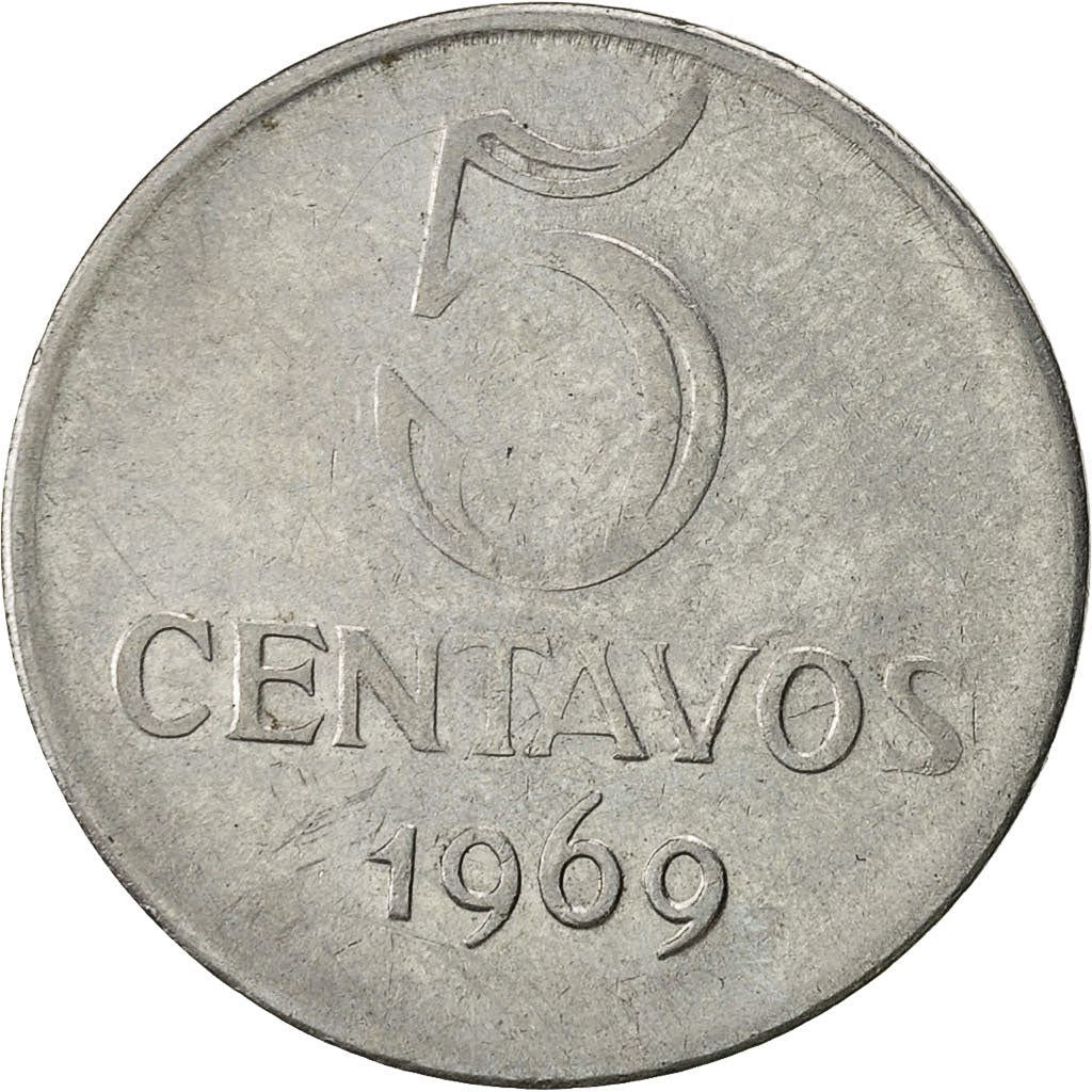 Brazil | 5 Centavos Coin | Effigie | Km:577.1 | 1969 - 1975