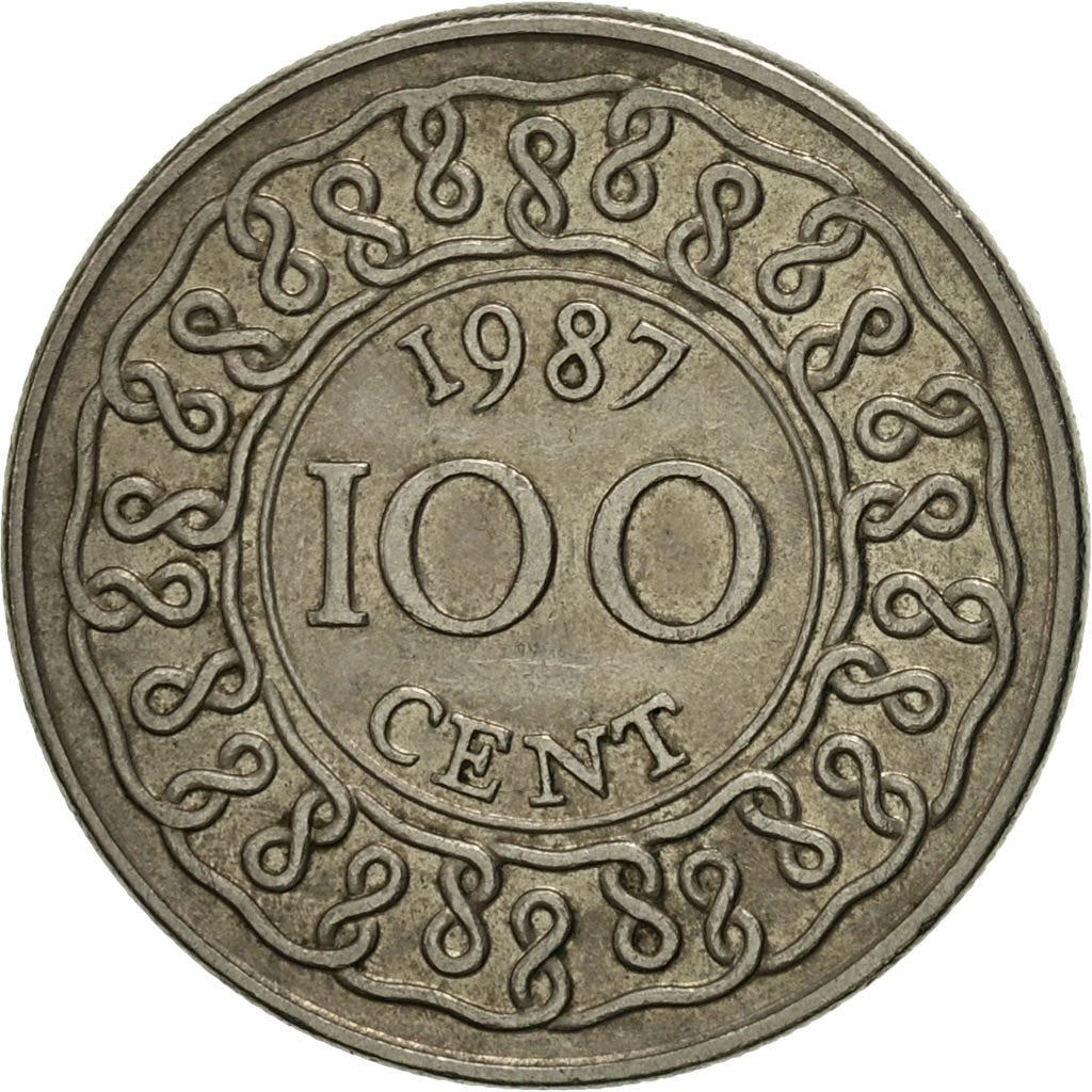 Suriname | 100 Cents Coin | Wreath | Natives | Km:23 | 1987 - 2017
