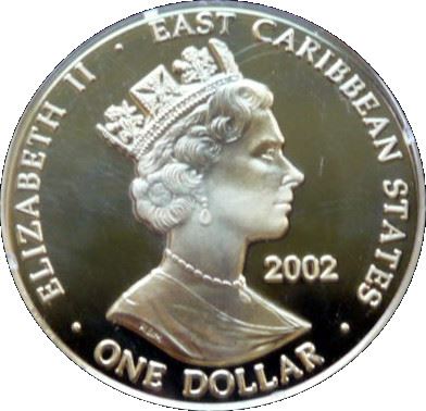 Eastern Caribbean States 1 Dollar Coin | Queen Elizabeth II | Queen Victoria | KM46 | 2002