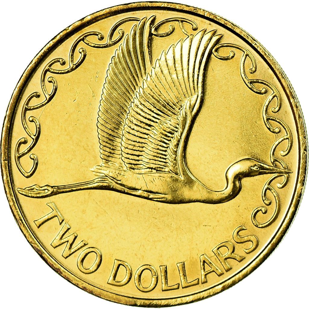 New Zealand Coin New Zealander 2 Dollars Coin | Queen Elizabeth II | Great Egret | KM121 | 1999 - 2021