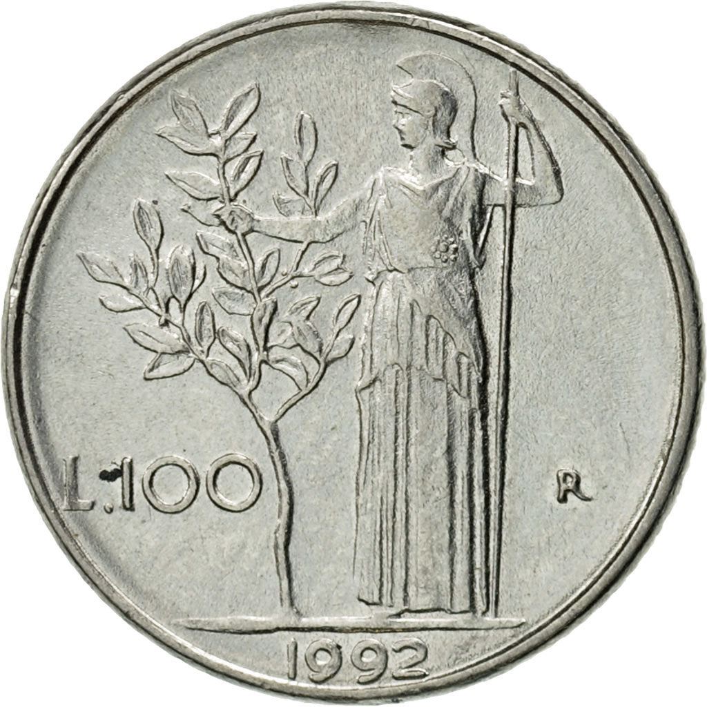 Italy | 100 Lire Coin | Goddess Minerva | Km:96.2 | 1990 - 1992