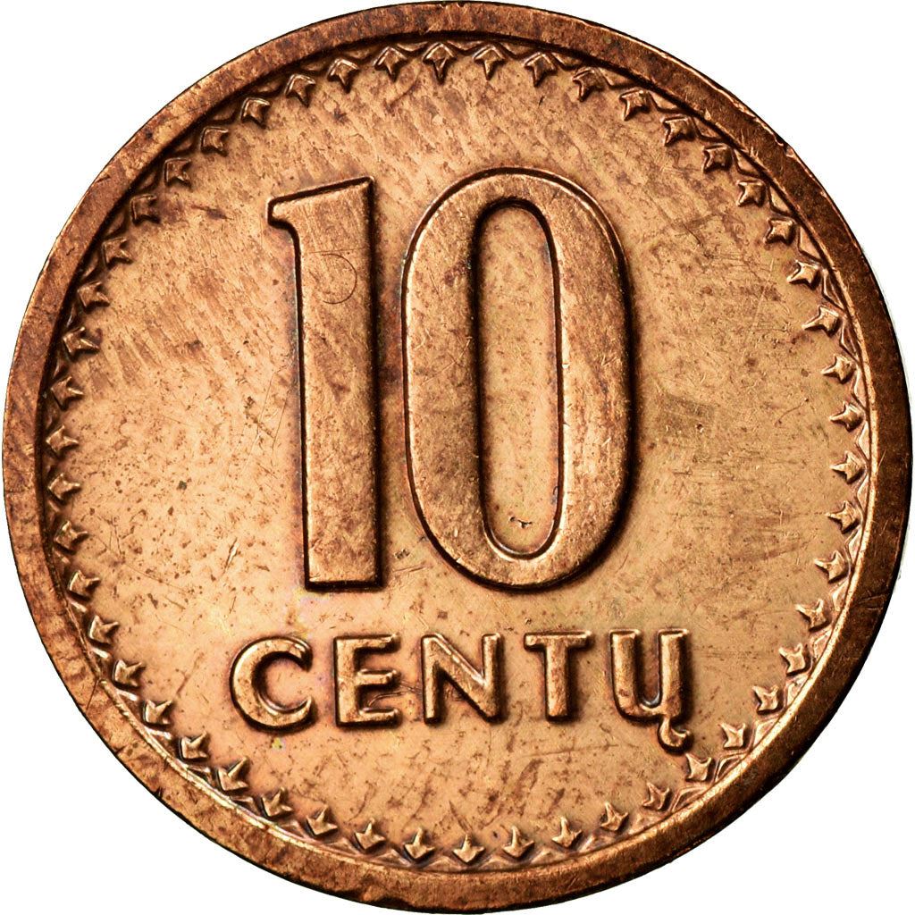 Litauen Mynt Litauiska 10 Centų | Vytis | Riddare | Häst | KM88 | 1991