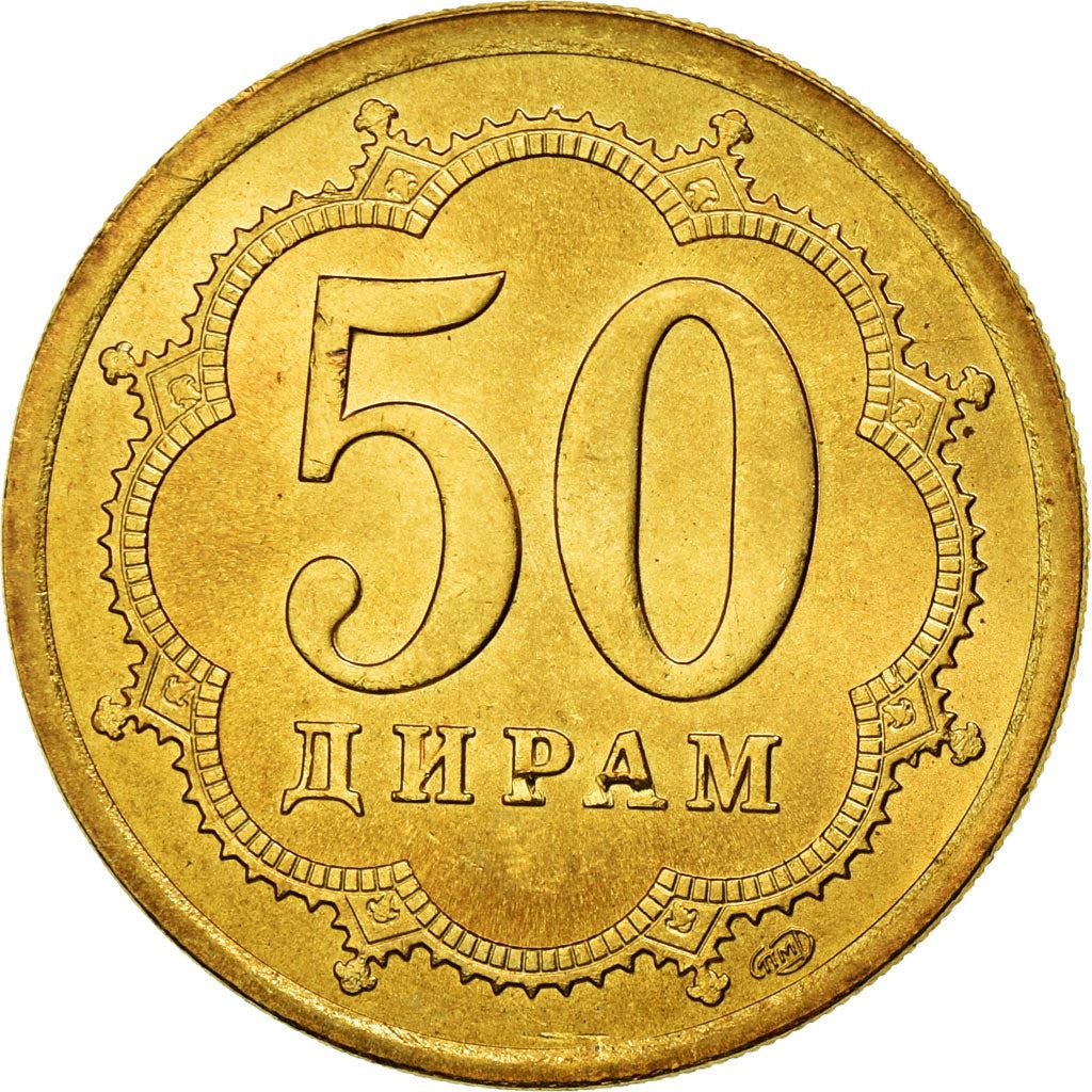 Tajikistan | 50 Diram Coin | Crown | Stars | Large Value | Km:6.2 | 2006