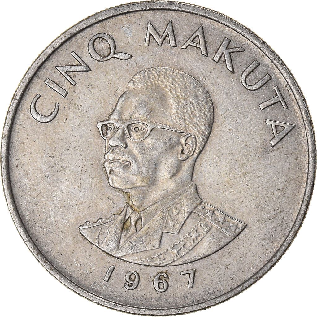 Congo-Leopoldville | 5 Makuta Coin | Mobutu Sese Seko | Km:9 | 1966 - 1977