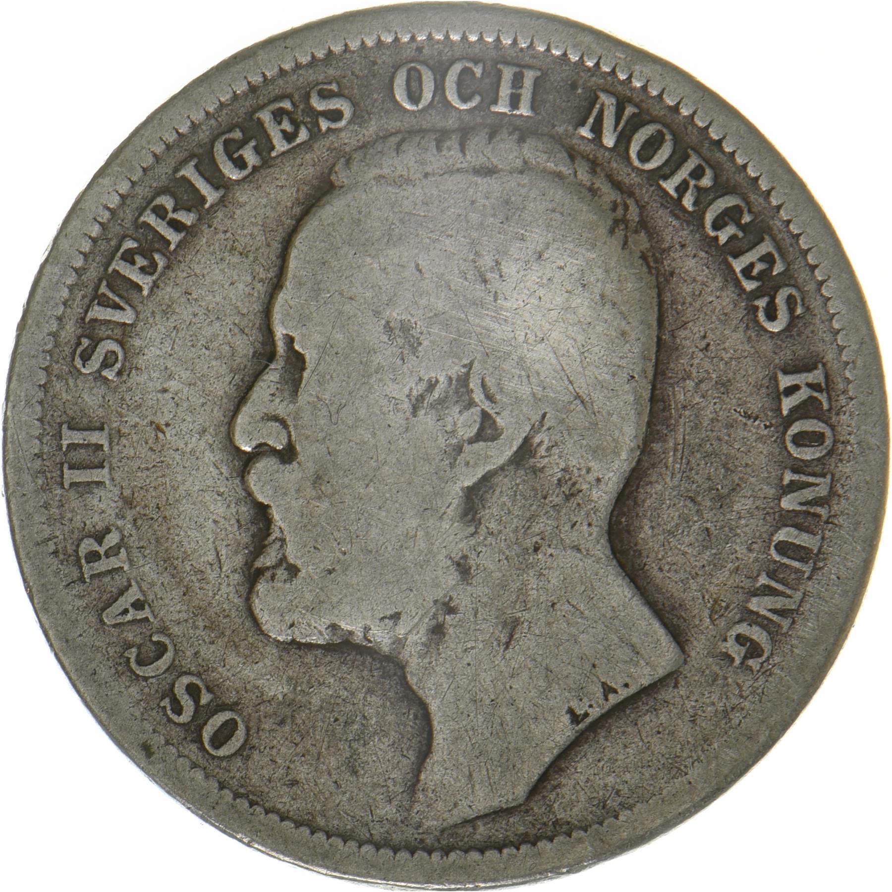 Sweden | 1 Krona Coin | Oscar II | KM:760 | 1898
