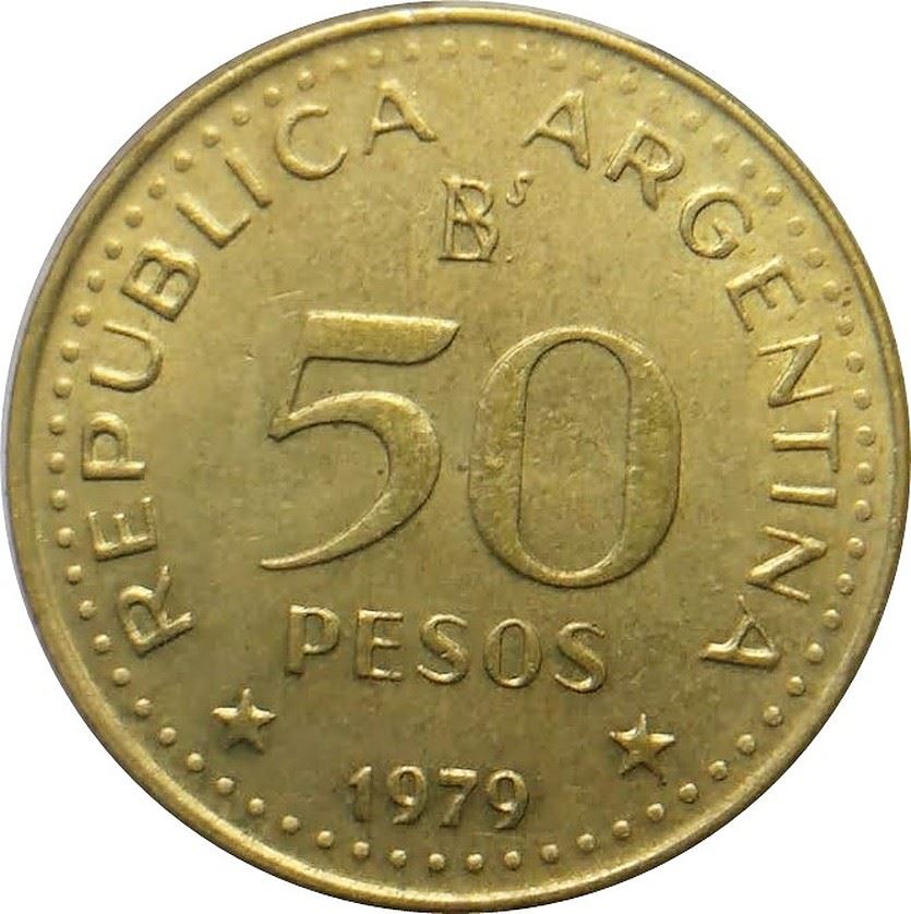 Argentina 50 Pesos Coin | Patagonia Conquest | Stars | Horse | KM84 | 1979