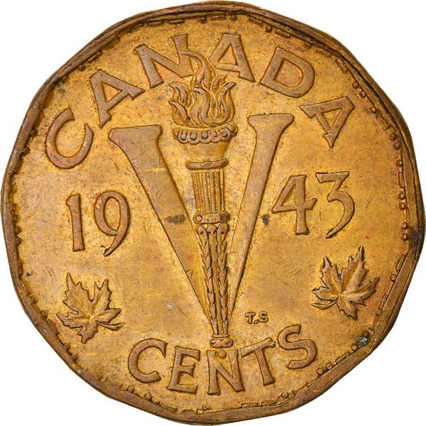 Canada Coin Canadian 5 Cents | King George VI | Torch | KM40 | 1943 -