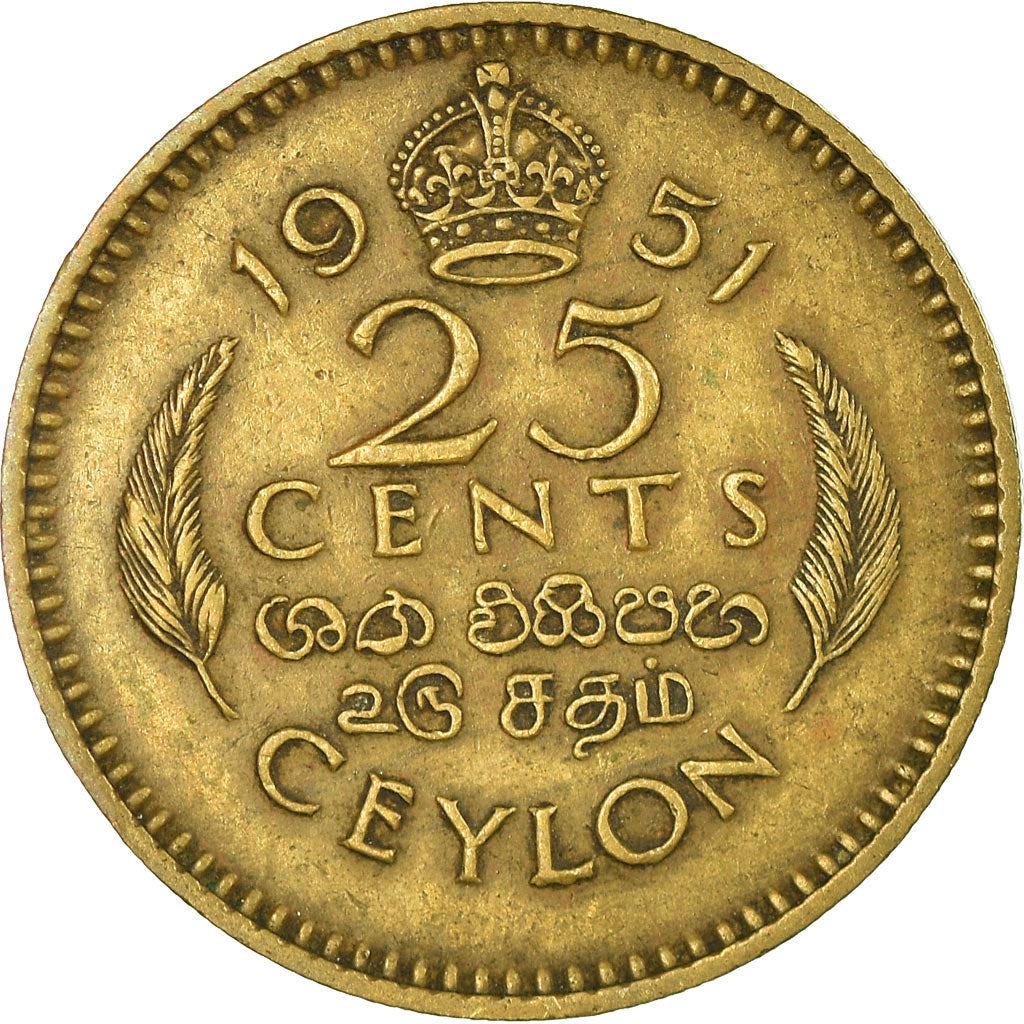 Ceylon | 25 Cents Coin | King George VI | KM122 | 1951
