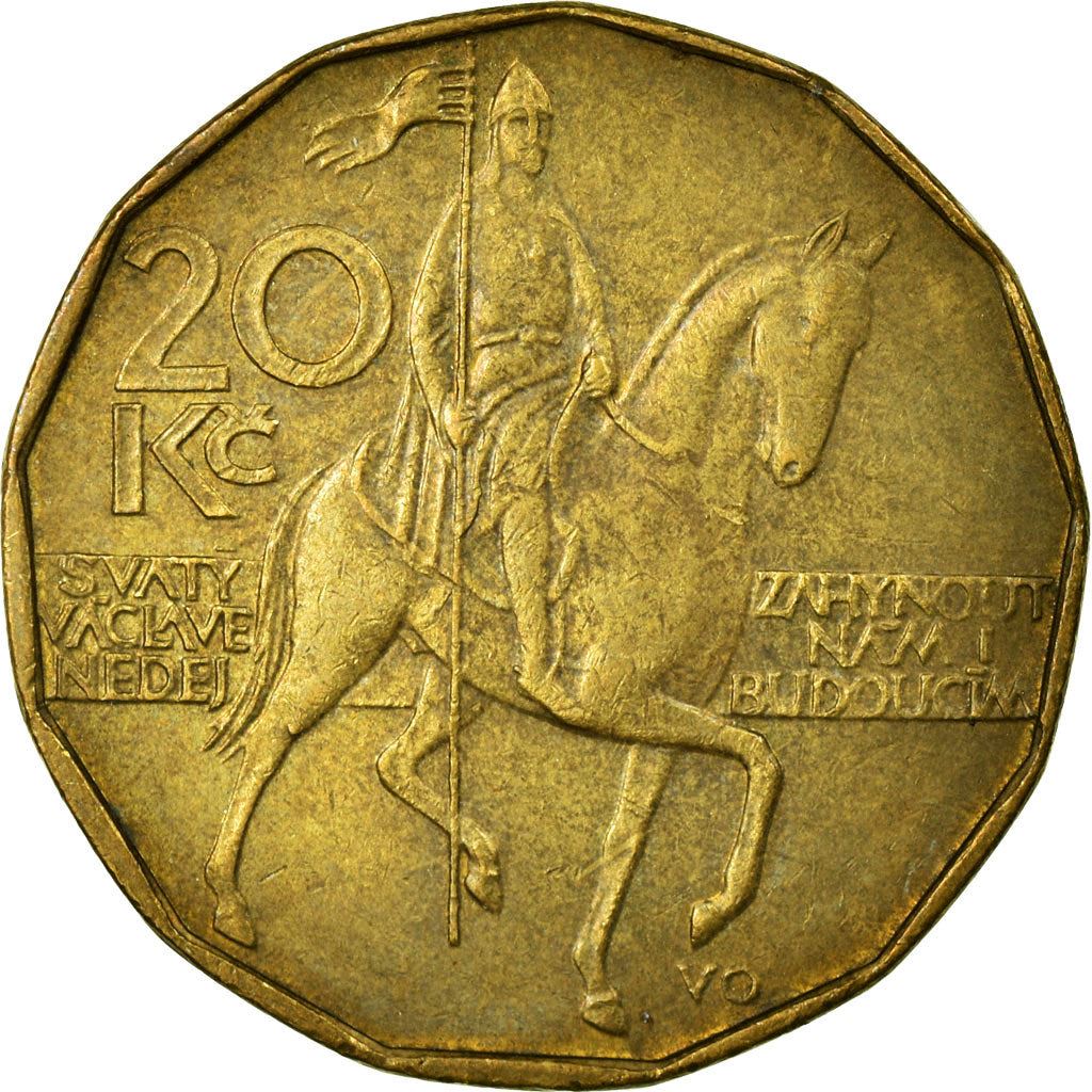 Czech Republic | 20 Korun Coin | Lion | Saint Wenceslas Monument | Wenceslas Square | KM5 | 1993 - 2021