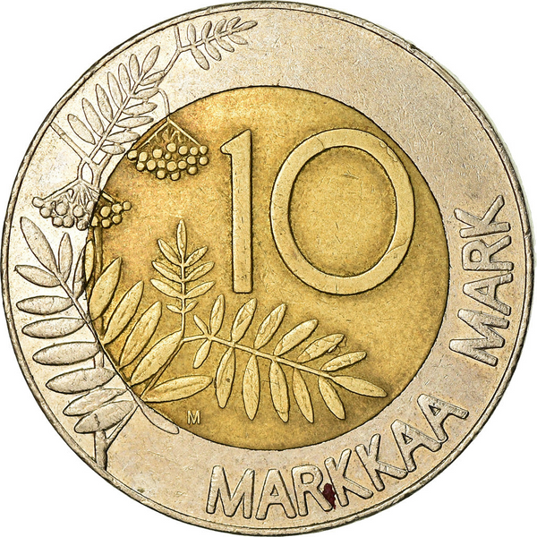 Finland Coin Finnish 10 Markkaa | Capercaillie Bird | Rowna Branch | K
