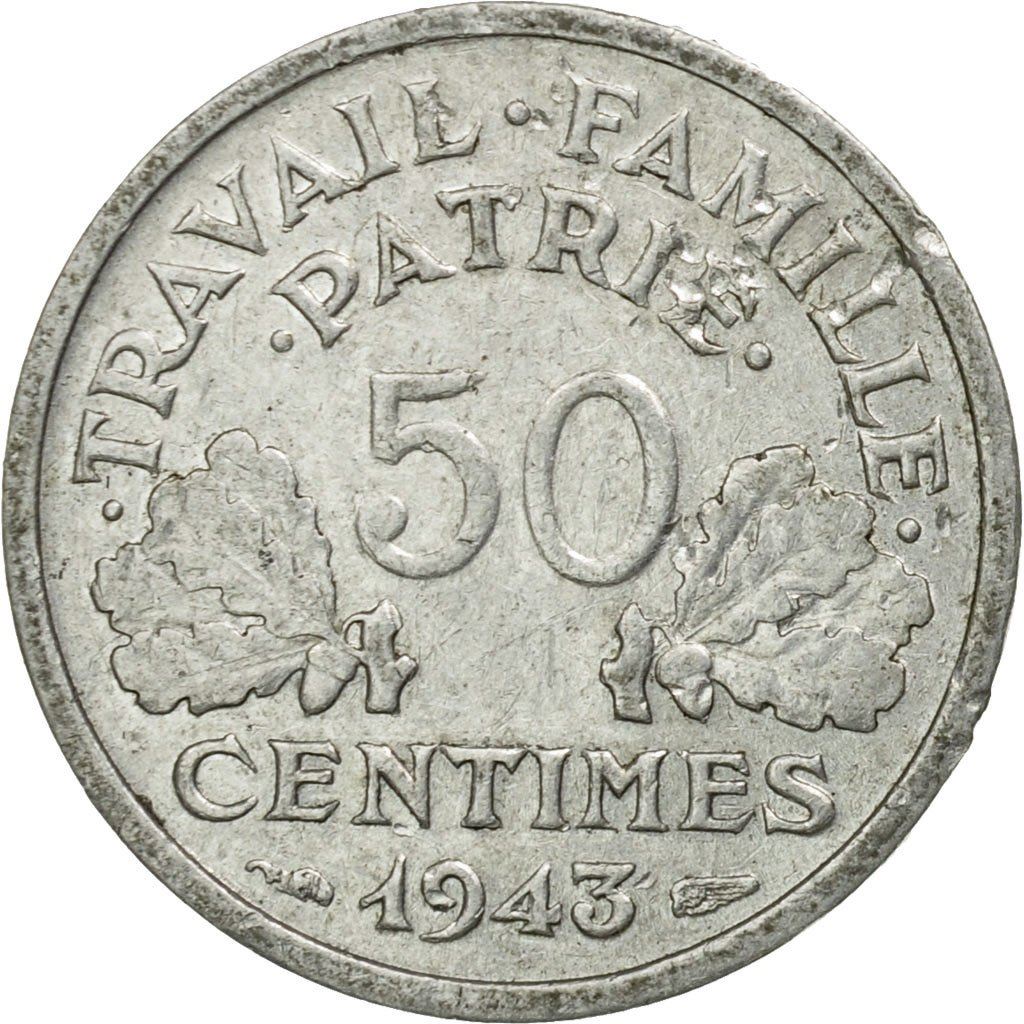 French 50 Centimes Coin | KM914.1 | France | 1942 - 1943