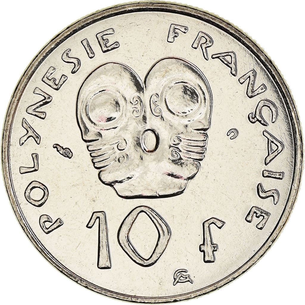French Polynesia Coin French Polynesian 10 Francs | Marianne | Phrygian Cap | Tribal Mask | KM8 | 1972 - 2005