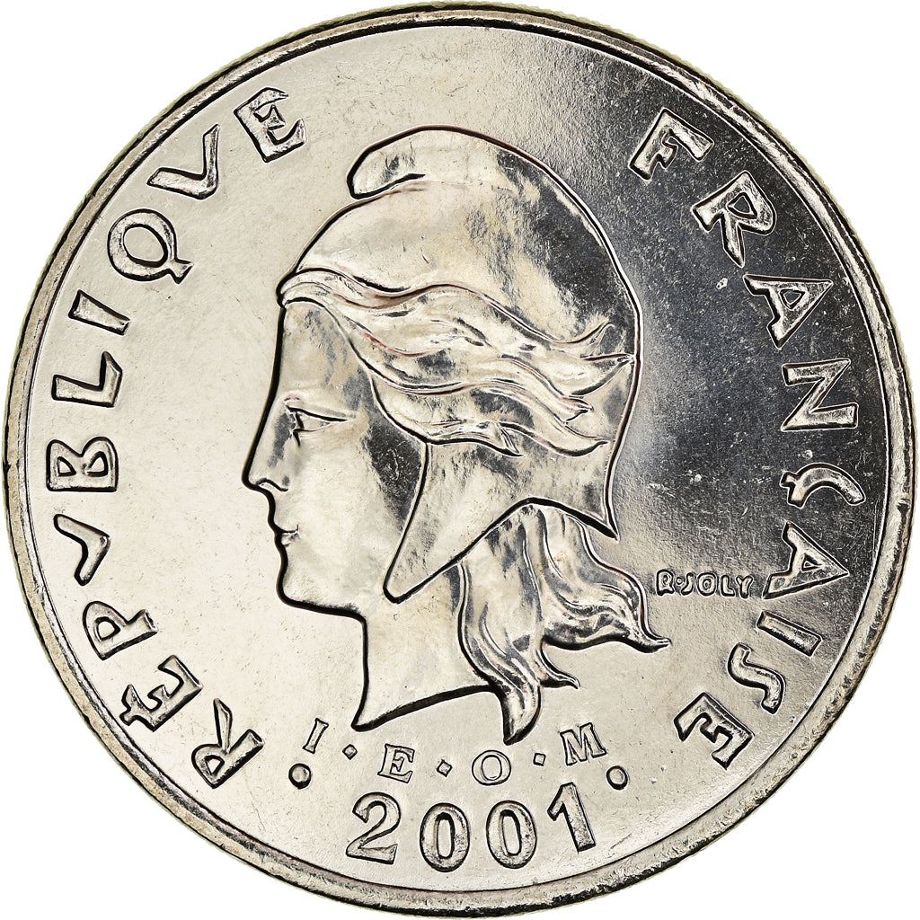 French Polynesia Coin French Polynesian 50 Francs | Marianne | Phrygian Cap | Moorea Harbor | KM13 | 1975 - 2005