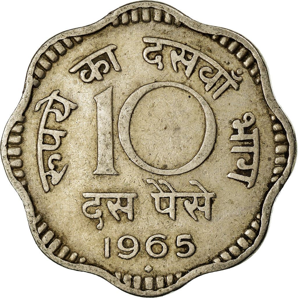 India | 10 Paise Coin | Ashoka lion | Km:25 | 1964 - 1967
