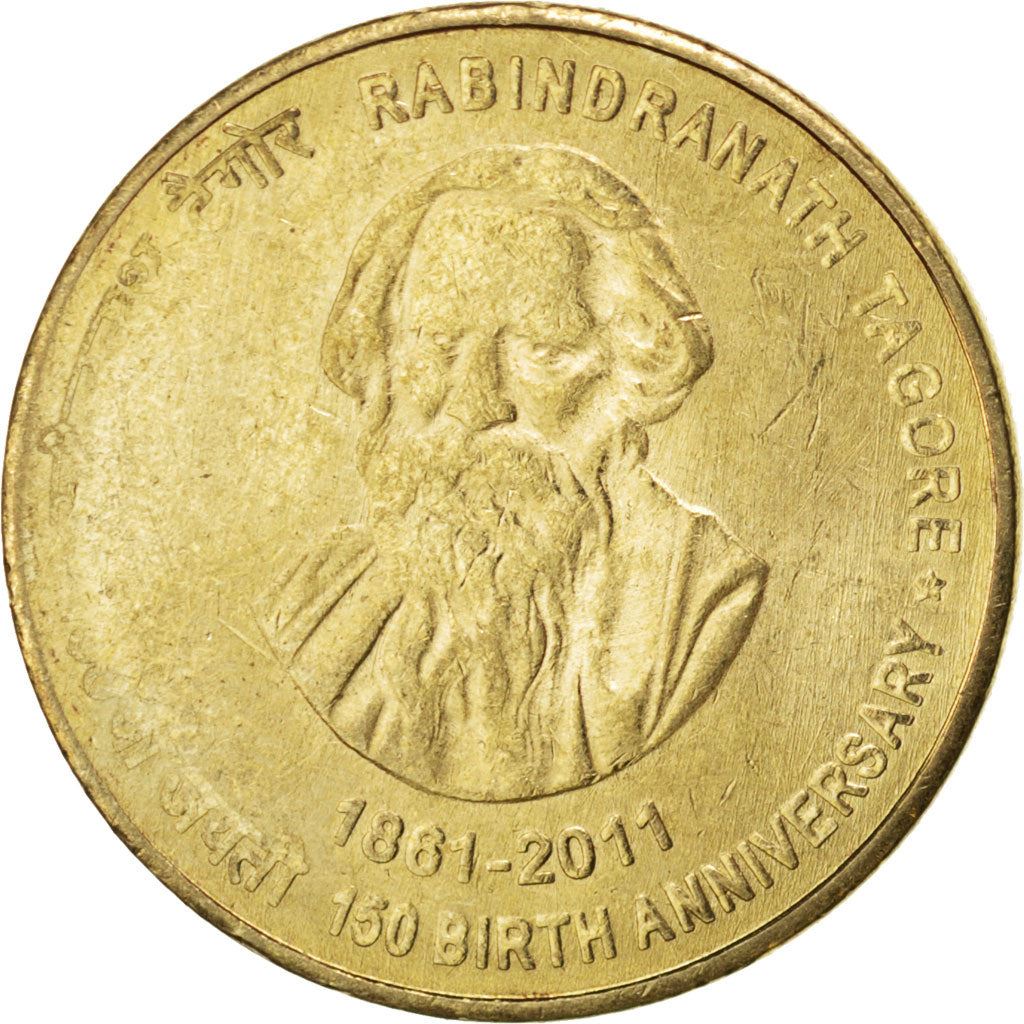 India | 5 Rupees Coin | Rabindranath Tagore | Km:393 | 2011