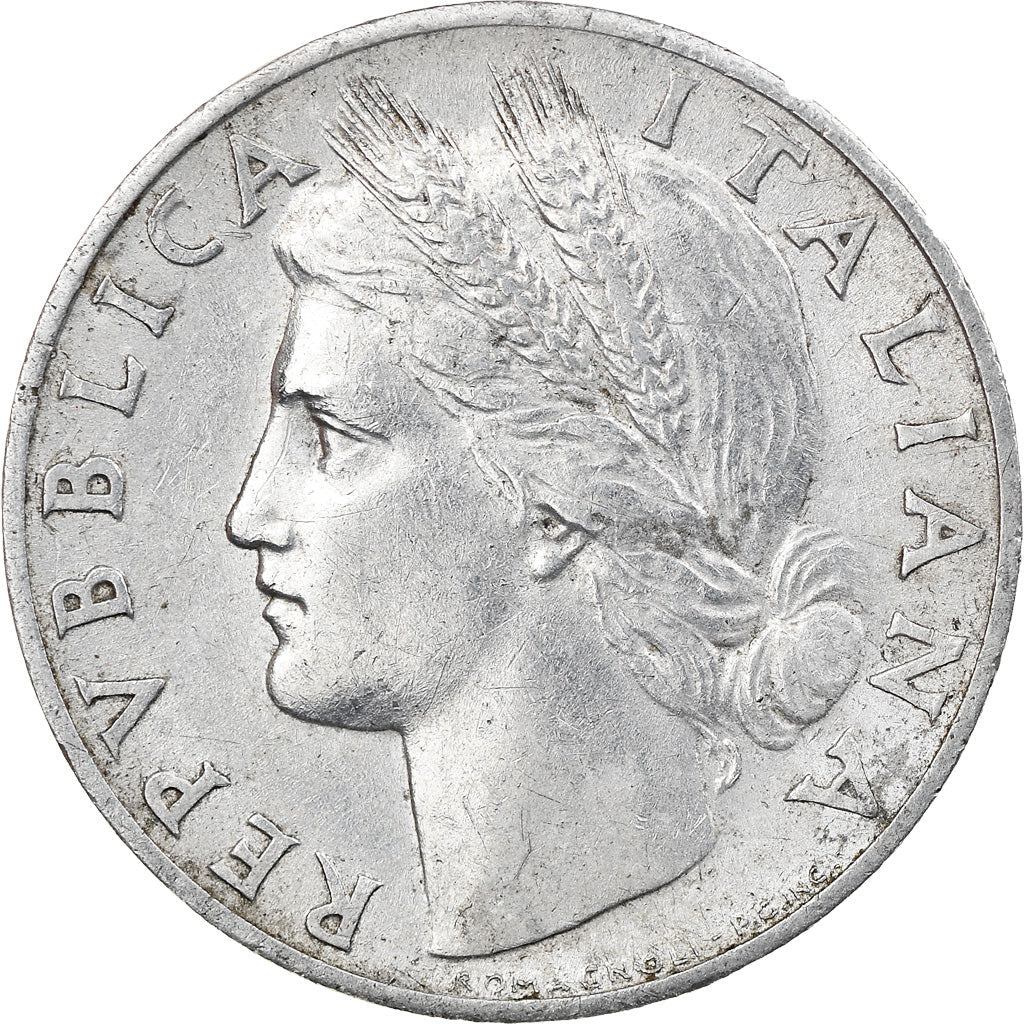 Italy Coin 1 Lira | Libertine | Wheat Sprigs | Fruit | KM87 | 1946 - 1950