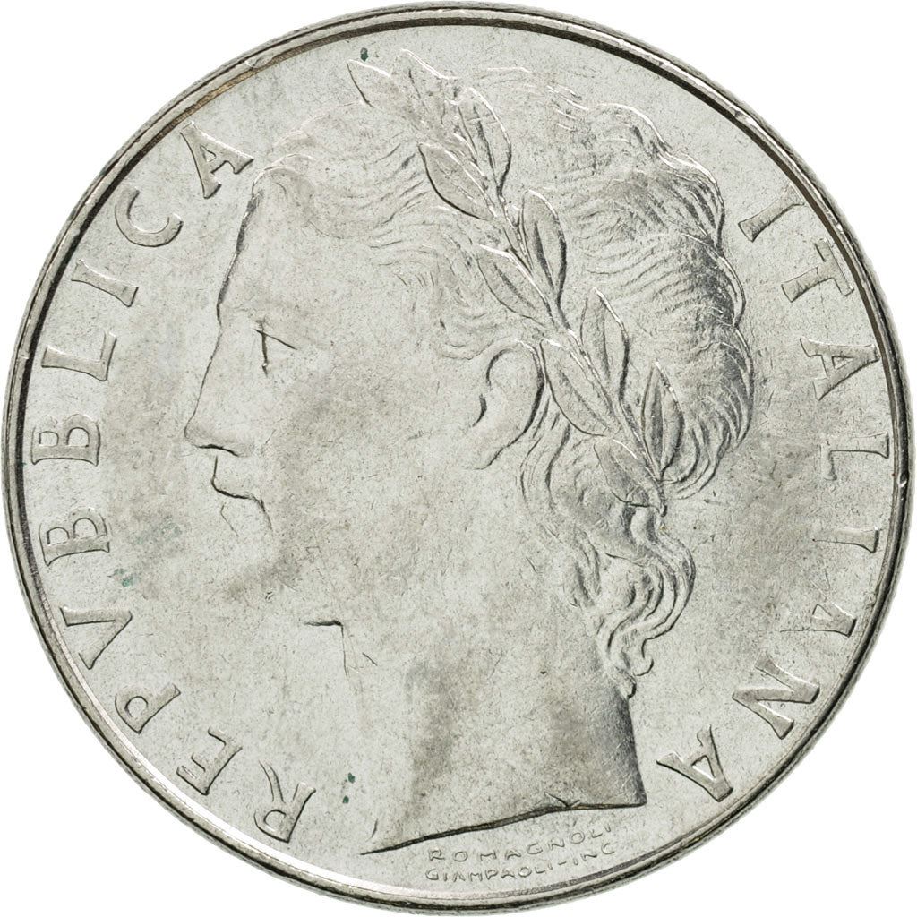 Italy Coin 100 Lire large type | Goddess Minerva | Long Spear | Tree | KM96.1 | 1955 - 1989