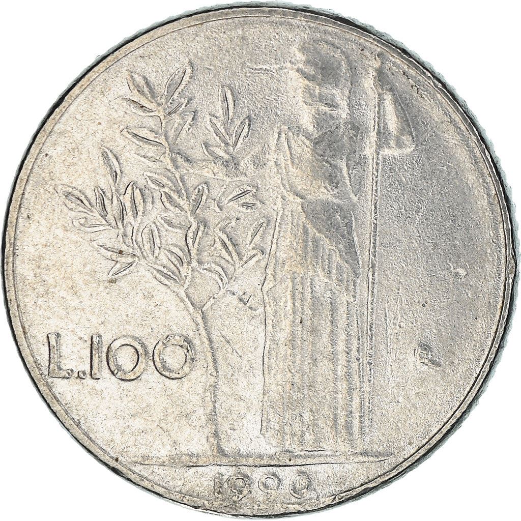 Italy Coin 100 Lire small type | Goddess Minerva | Long Spear | Olive Tree | KM96.2 | 1990 - 1992