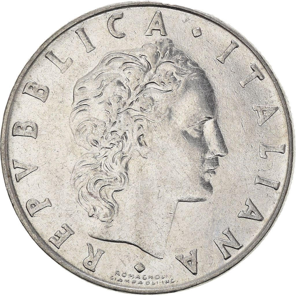 Italy Coin 50 Lire large type | God Vylcan | Anvil | Iron | Libertine | KM95.1 | 1954 - 1989