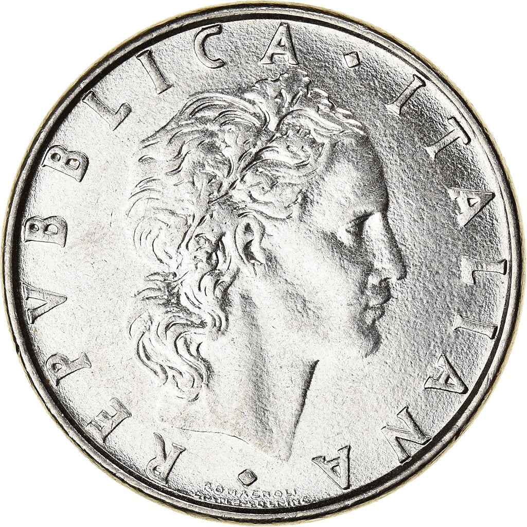 Italy Coin 50 Lire large type | God Vylcan | Anvil | Iron | Libertine | KM95.1 | 1954 - 1989