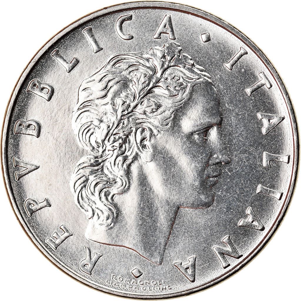 Italy Coin 50 Lire large type | God Vylcan | Anvil | Iron | Libertine | KM95.1 | 1954 - 1989
