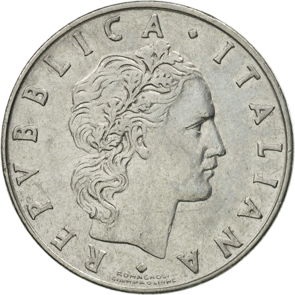 Italy Coin 50 Lire large type | God Vylcan | Anvil | Iron | Libertine | KM95.1 | 1954 - 1989