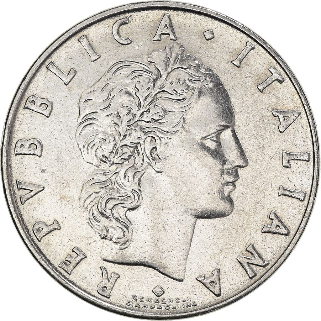 Italy Coin 50 Lire large type | God Vylcan | Anvil | Iron | Libertine | KM95.1 | 1954 - 1989