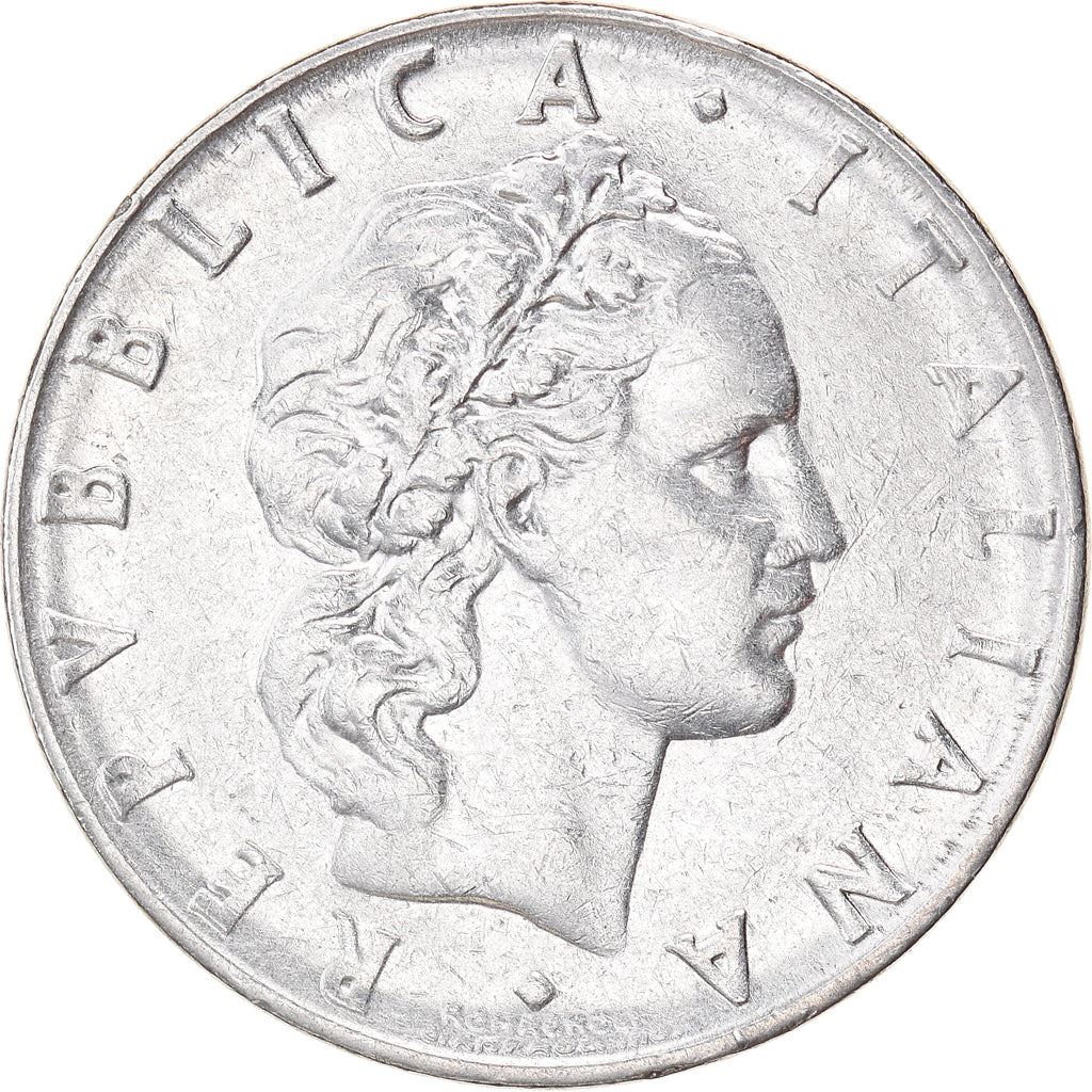 Italy Coin 50 Lire large type | God Vylcan | Anvil | Iron | Libertine | KM95.1 | 1954 - 1989