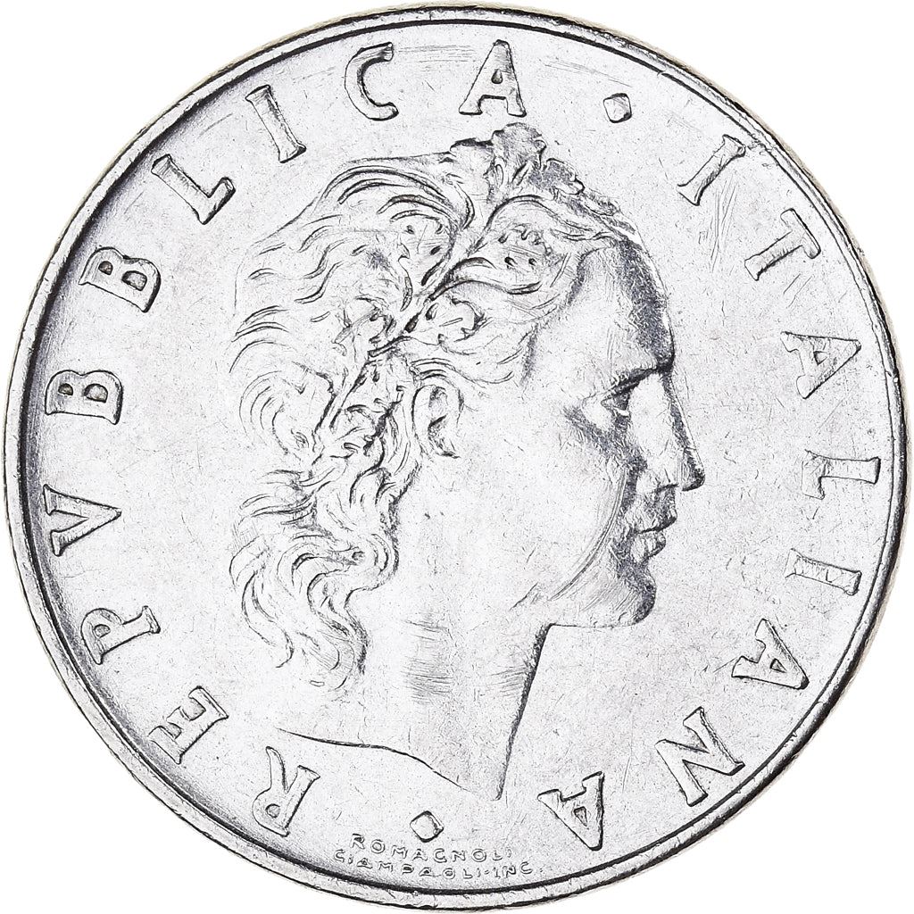 Italy Coin 50 Lire large type | God Vylcan | Anvil | Iron | Libertine | KM95.1 | 1954 - 1989
