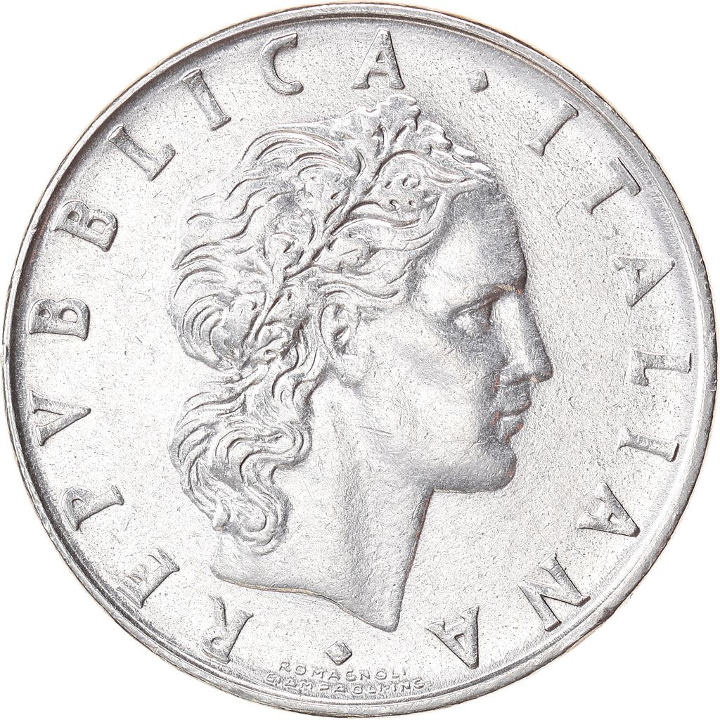 Italy Coin 50 Lire large type | God Vylcan | Anvil | Iron | Libertine | KM95.1 | 1954 - 1989