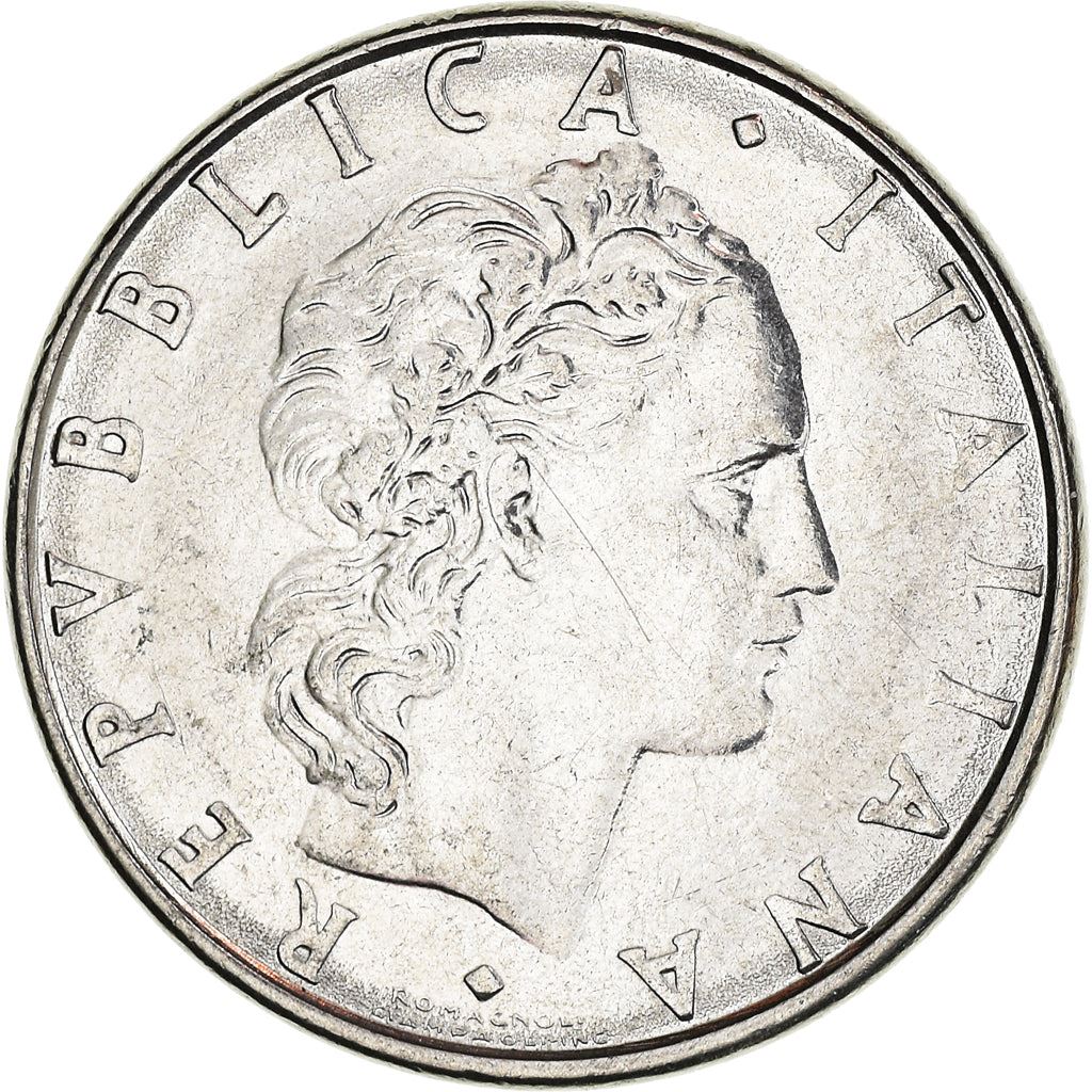 Italy Coin 50 Lire large type | God Vylcan | Anvil | Iron | Libertine | KM95.1 | 1954 - 1989
