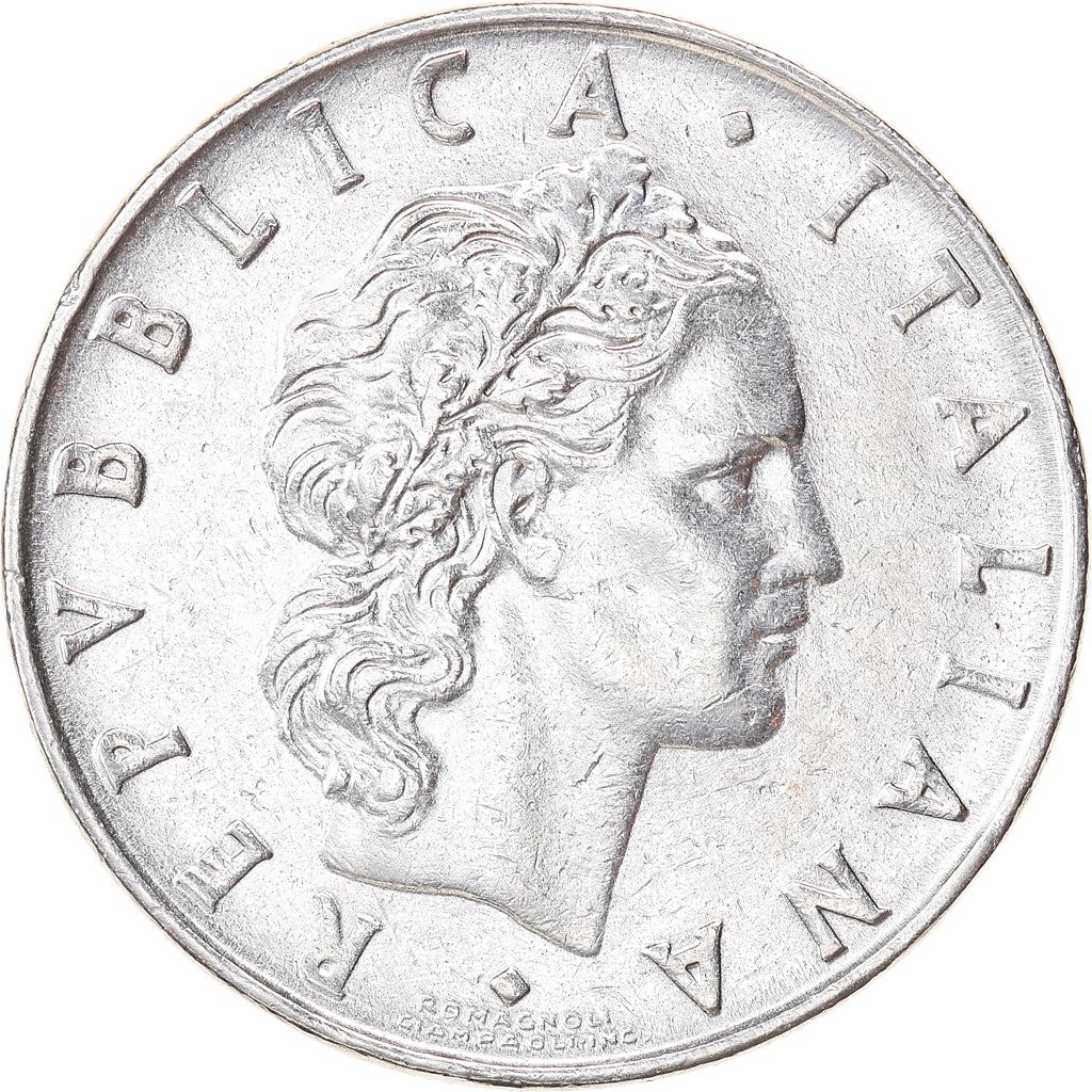 Italy Coin 50 Lire large type | God Vylcan | Anvil | Iron | Libertine | KM95.1 | 1954 - 1989