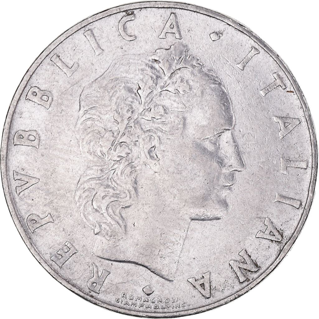 Italy Coin 50 Lire large type | God Vylcan | Anvil | Iron | Libertine | KM95.1 | 1954 - 1989