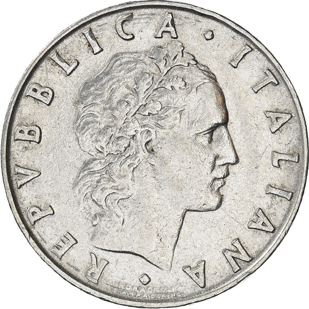 Italy Coin 50 Lire large type | God Vylcan | Anvil | Iron | Libertine | KM95.1 | 1954 - 1989