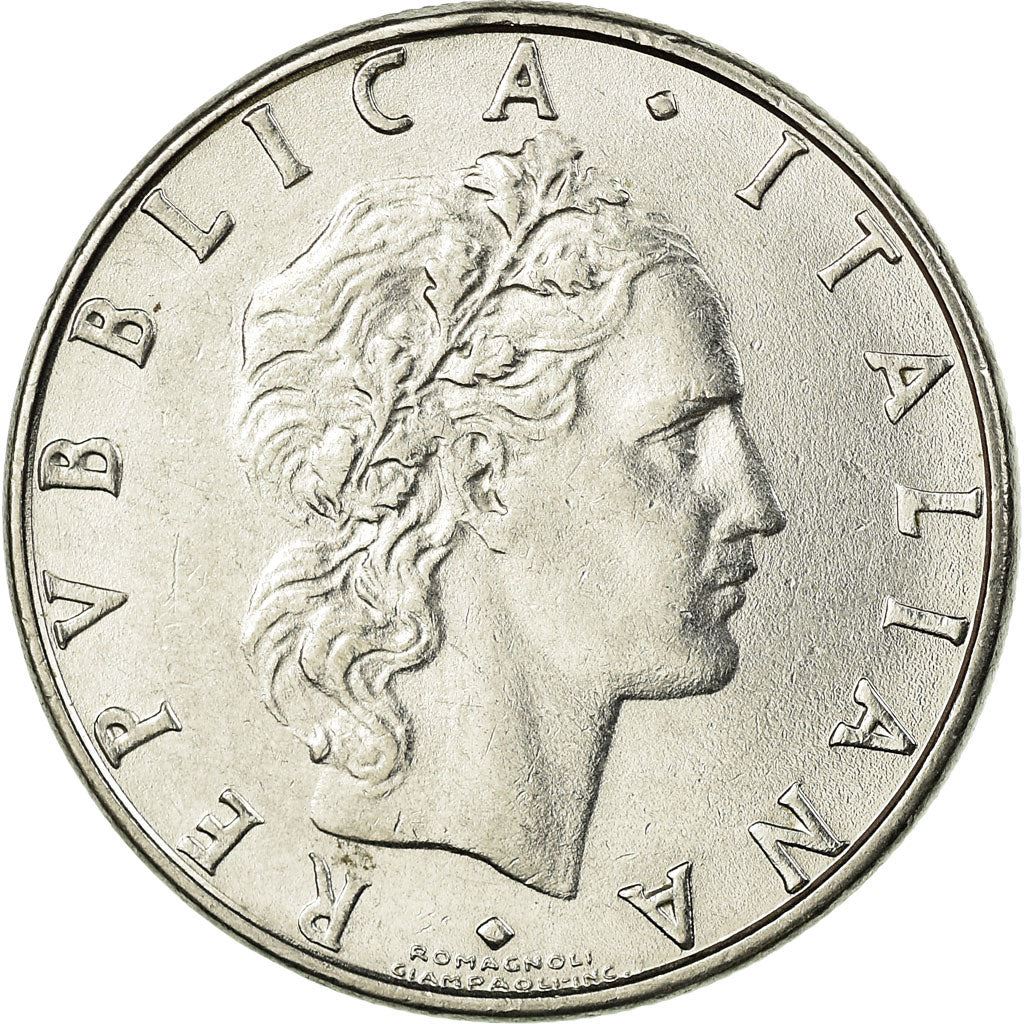 Italy Coin 50 Lire large type | God Vylcan | Anvil | Iron | Libertine | KM95.1 | 1954 - 1989