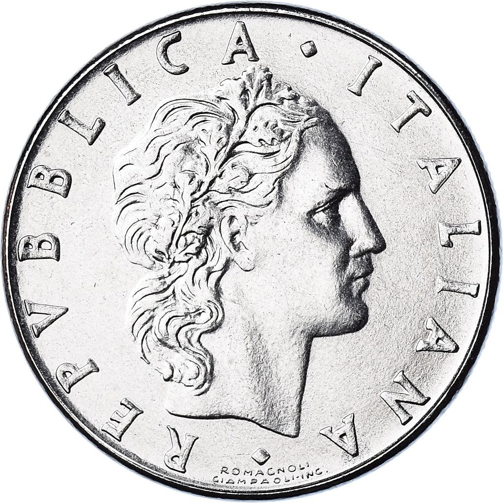 Italy Coin 50 Lire large type | God Vylcan | Anvil | Iron | Libertine | KM95.1 | 1954 - 1989